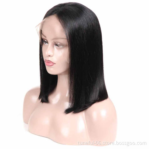 Tuneful 150%  Density 13*4 Lace Human Hair Wigs for Black Women Wholesale Peruvian  Hair  Brown Lace Front short bob Wig